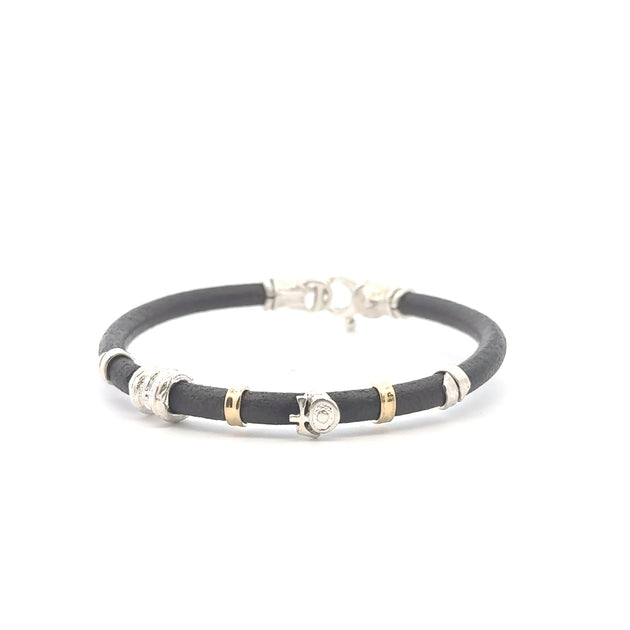 Gent's Two-Tone Designer Leather Bracelet – L T DENNY