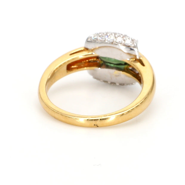 Green Tourmaline & Diamond Encrusted Fashion Ring