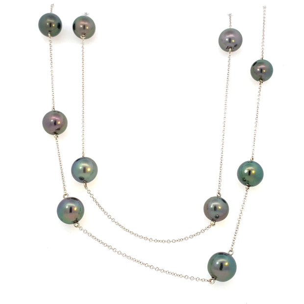 18KW Tahitian Pearl Station Necklace