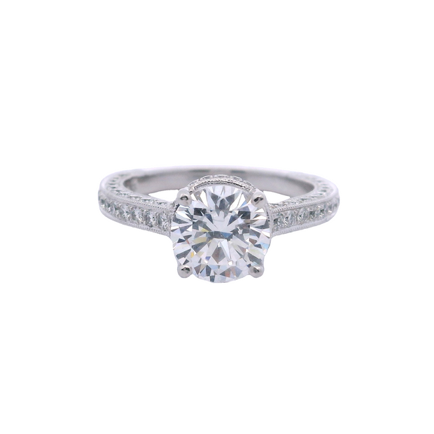Vintage Inspired Bead Set & Milgrain Engagement Ring