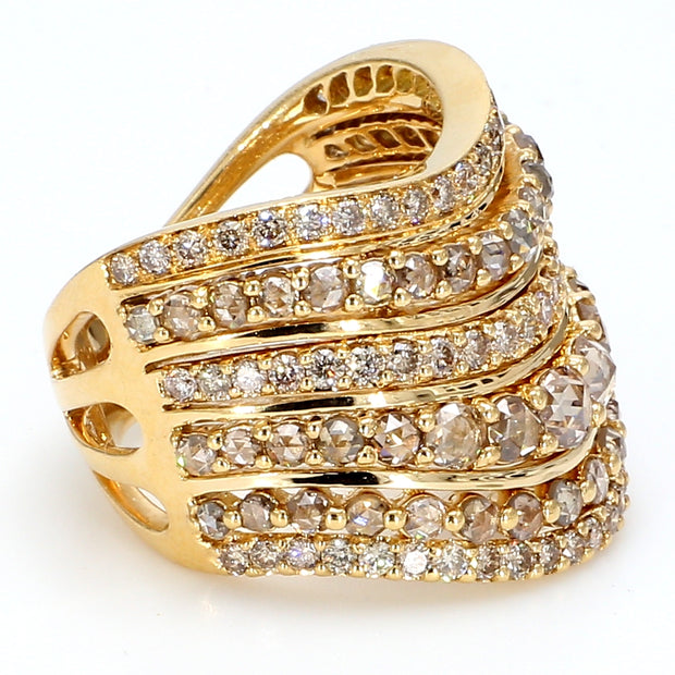Cocoa & Champagne Diamond Encrusted Multi-Band Ring