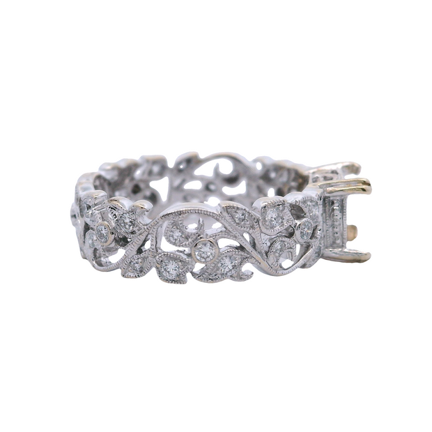 Floral Milgrain Eternity Style Engagement Mounting