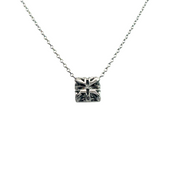 Platinum Princess Cut Diamond Halo Pendant Necklace