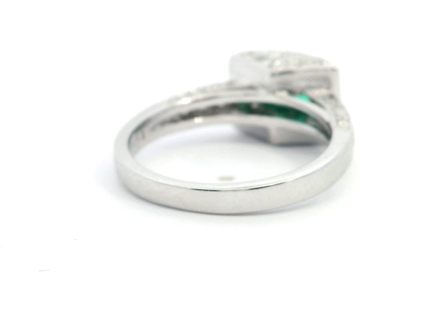 Emerald & Diamond Halo Engagement Ring