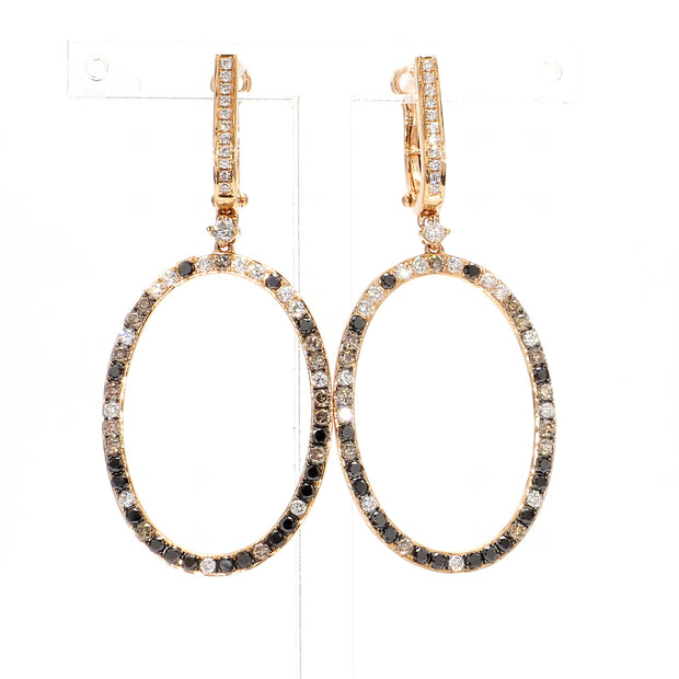 Drop-Circle Diamond Earrings