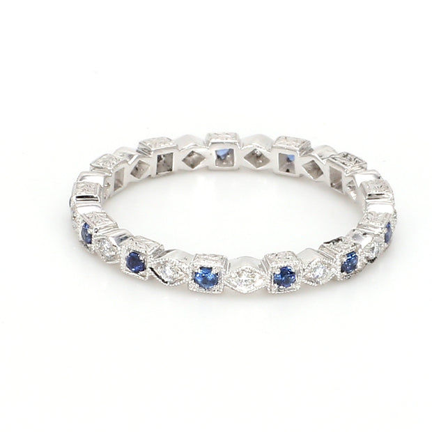 Alternating Sapphire Three-Quarter Band