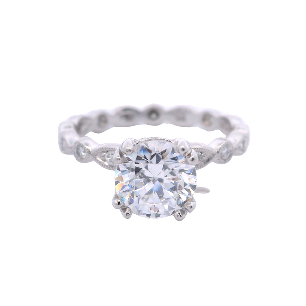 Vintage Inspired Solitaire with Scalloped Eternity Band