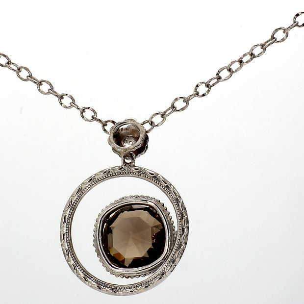 Smokey Quartz Circle Gemstone Necklace
