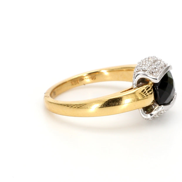 Green Tourmaline & Diamond Encrusted Fashion Ring