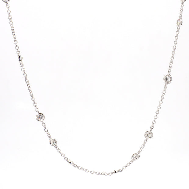 Natural Diamond-by-the-Yard Necklace in 18K White Gold