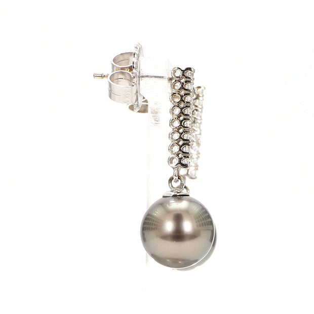 Pave Drop Pearl Earrings