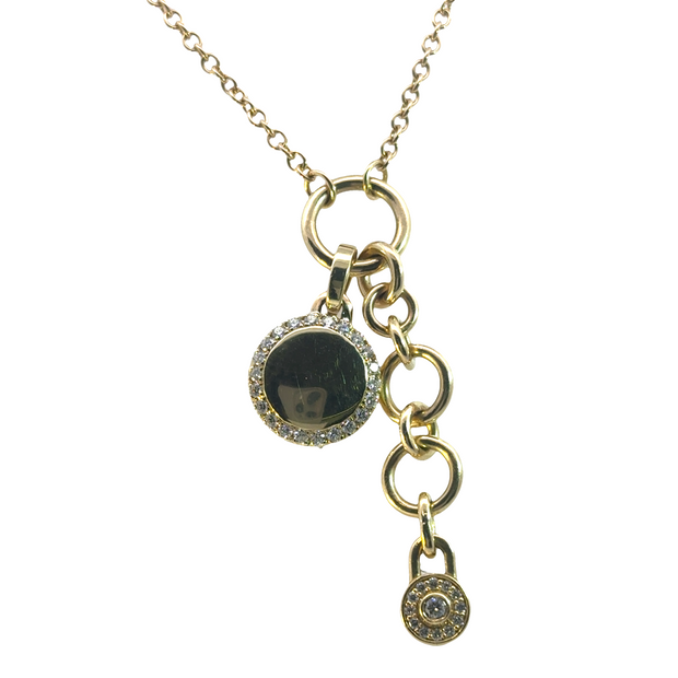 Engravable Diamond Charm with Hinged Bail  in 18K Yellow Gold