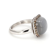 Moonstone & Diamond Halo Fashion Ring