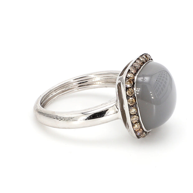 Moonstone & Diamond Halo Fashion Ring
