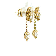 Pear Cut Moi et Toi Diamond Stud Earrings with Removable Jackets in 18K Yellow Gold