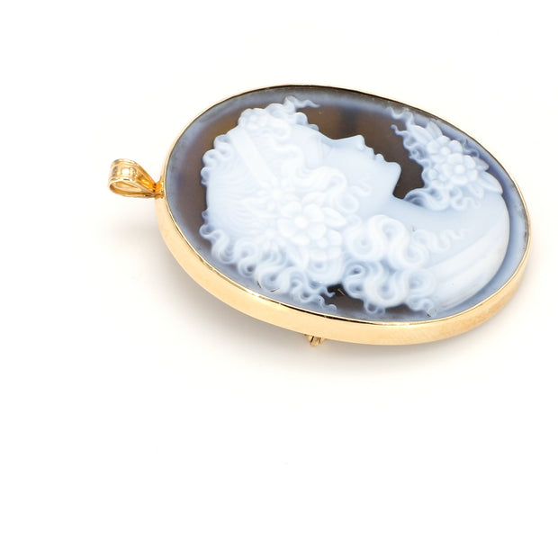 Blue Cameo Brooch