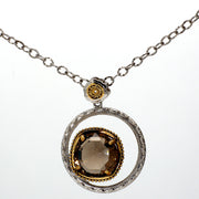 Smokey Quartz Circle Gemstone Necklace