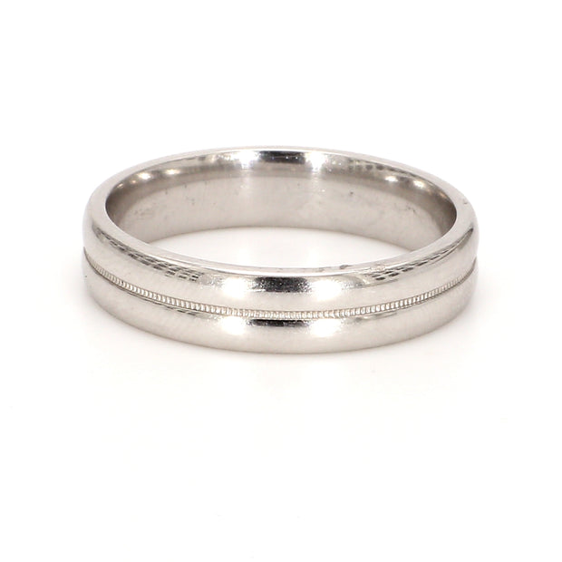 Grooved/Milgrain Mixed Plain Metal Band