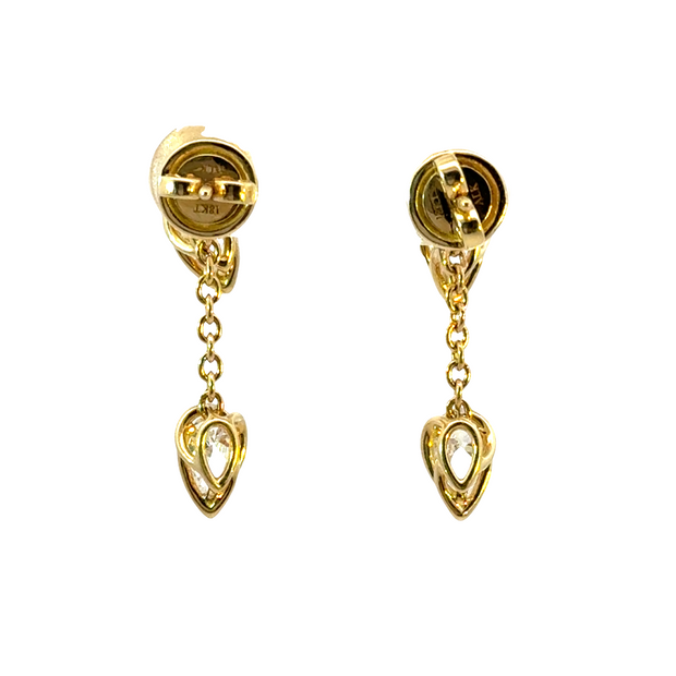Pear Cut Moi et Toi Diamond Stud Earrings with Removable Jackets in 18K Yellow Gold