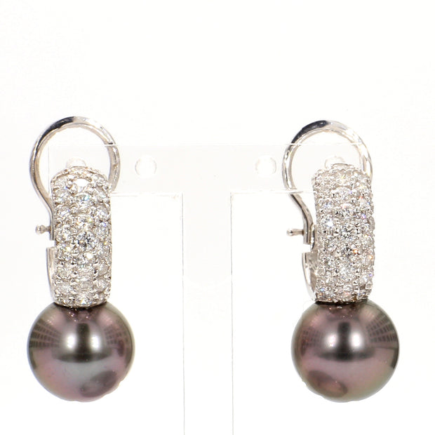 Pave Drop Pearl Earrings