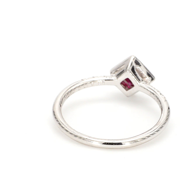 Square Ruby & Pave Diamond Engagement Ring