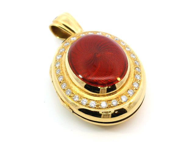Red Enamel & Diamond Locket