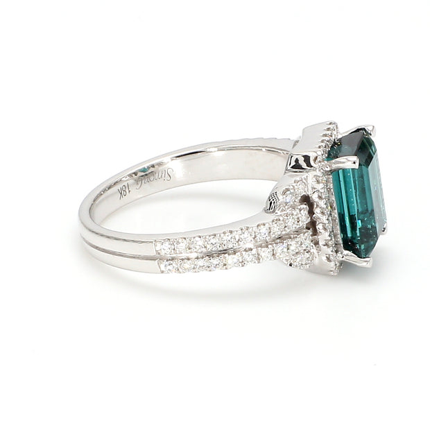 Sea-green Tourmaline Gemstone Fashion Ring