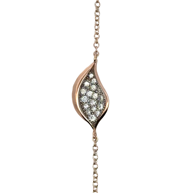 Dahlia | Petal Diamond Pavé Station Bracelet in 18kt Rose Gold