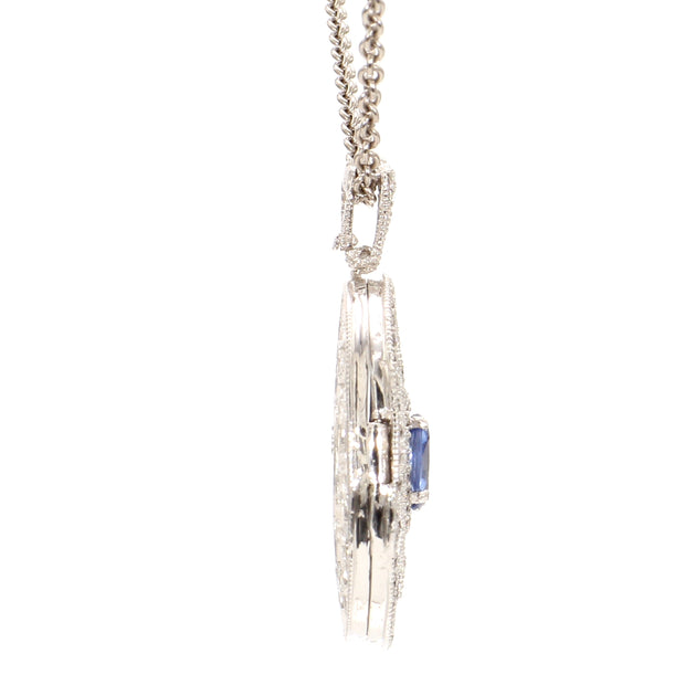 Captivating Diamond & Sapphire Locket Necklace