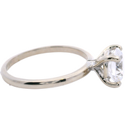 14K White Gold Solitaire Engagement Ring Mounting | Fits 7.4mm Round Center