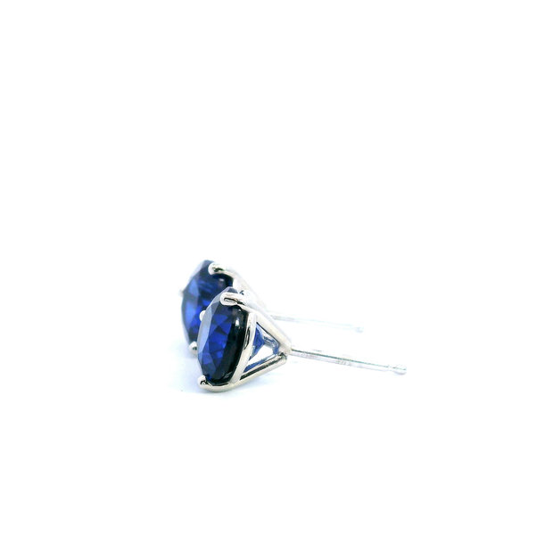 Vibrant Blue Martini Style Sapphire Stud Earrings