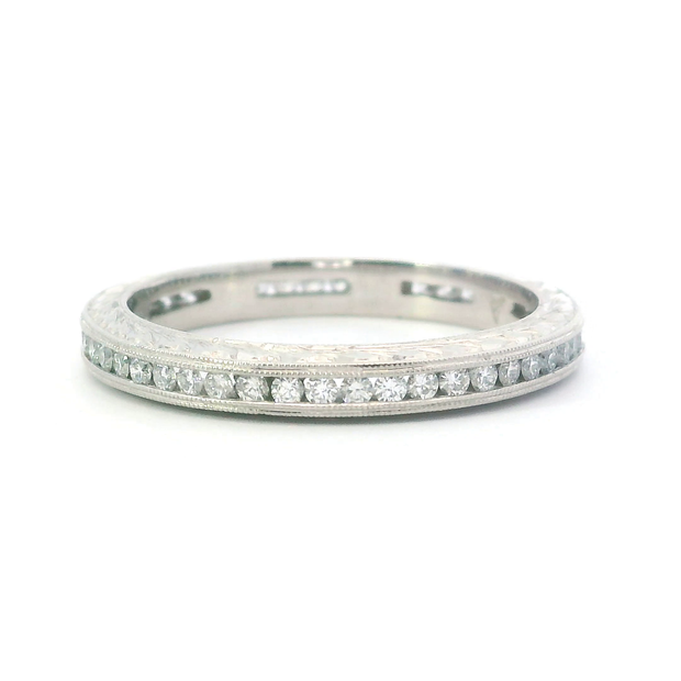 Channel-Set Engraving Eternity Band