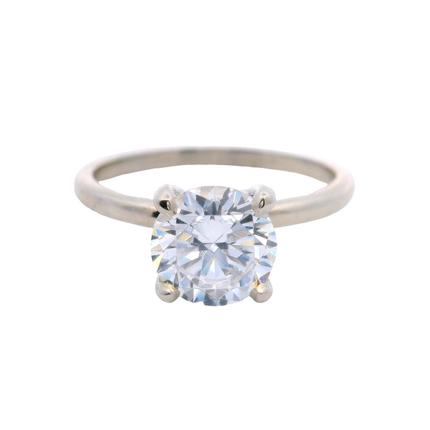 14K White Gold Solitaire Engagement Ring Mounting | Fits 7.4mm Round Center