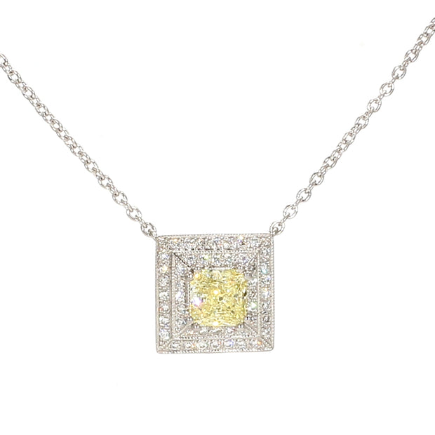 Fancy Square Halo Diamond Necklace