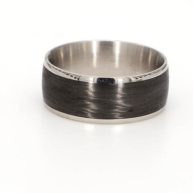 Fine Carbon Fiber Mixed Plain Metal Band