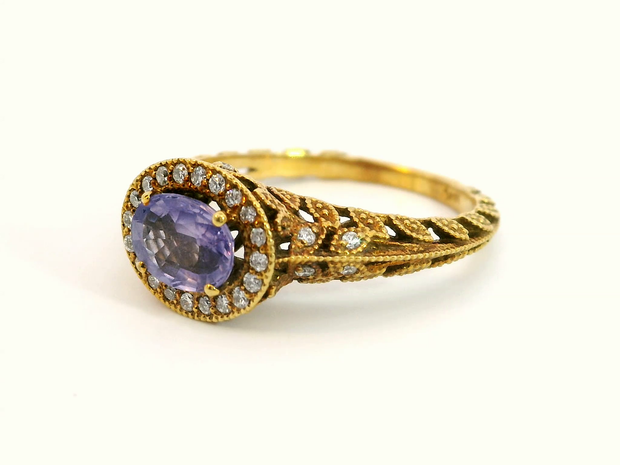 Intricate Lavender Sapphire Engagement Ring
