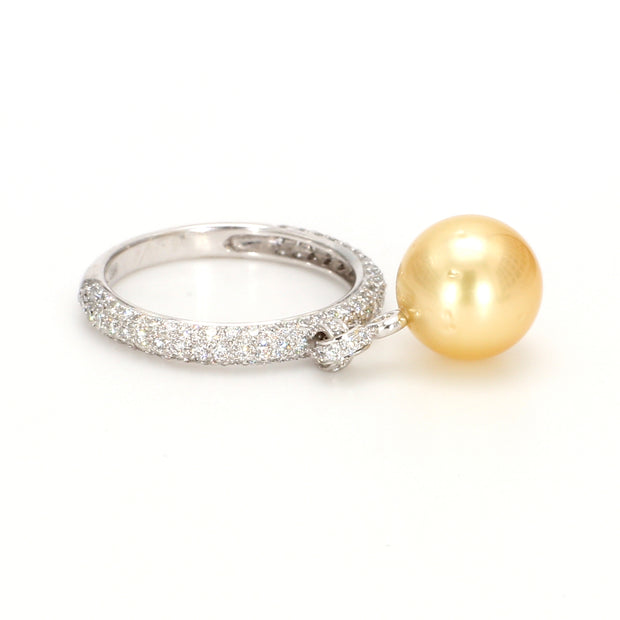 South Sea Pearl & Pave Diamond Fashion Ring