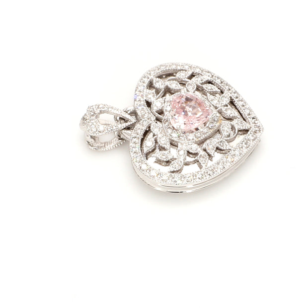 Pink Sapphire & Diamond Heart Locket