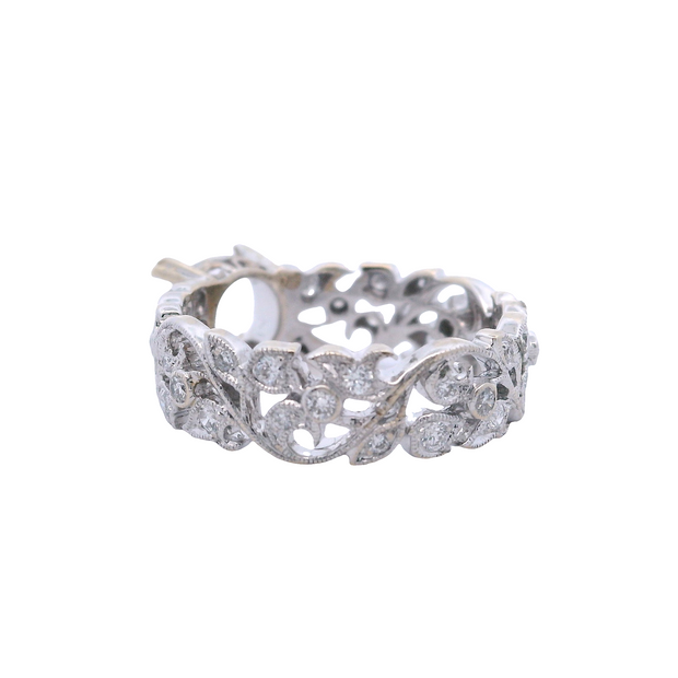 Floral Milgrain Eternity Style Engagement Mounting
