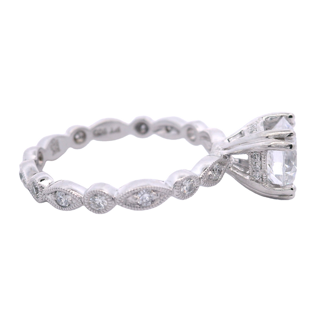 Vintage Inspired Solitaire with Scalloped Eternity Band