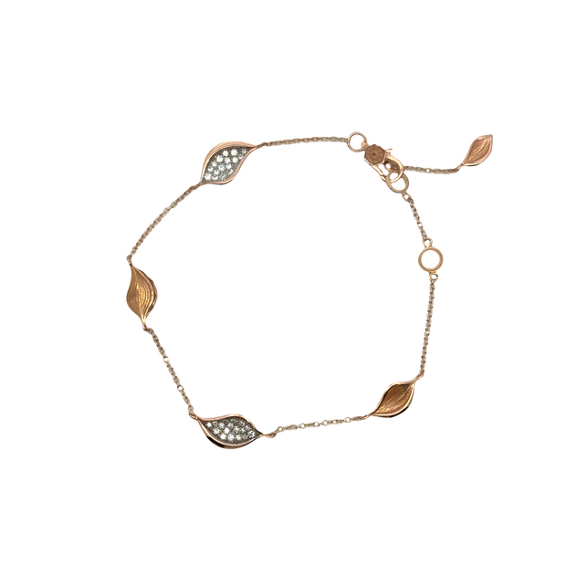 Dahlia | Petal Diamond Pavé Station Bracelet in 18kt Rose Gold