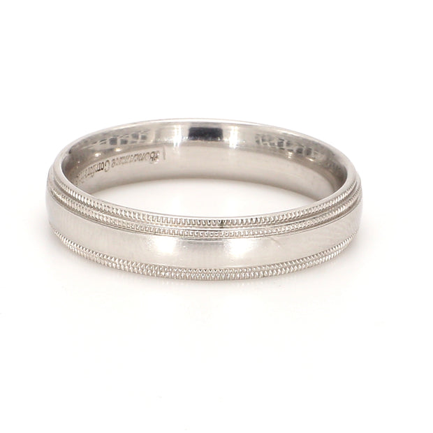 Milgrain Mixed Plain Metal Band