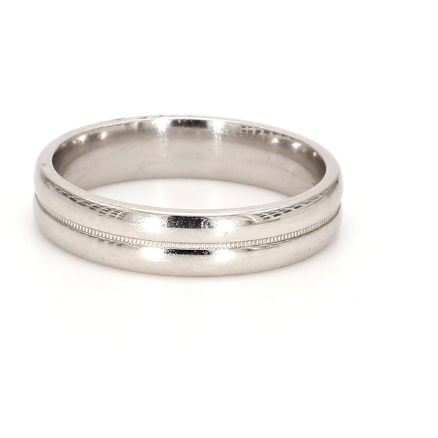 Grooved/Milgrain Mixed Plain Metal Band