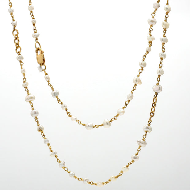 Keshi Handtwisted Wire Pearl Necklace