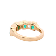 Sculpted Emerald Cut Emerald and Diamond Alternating Band