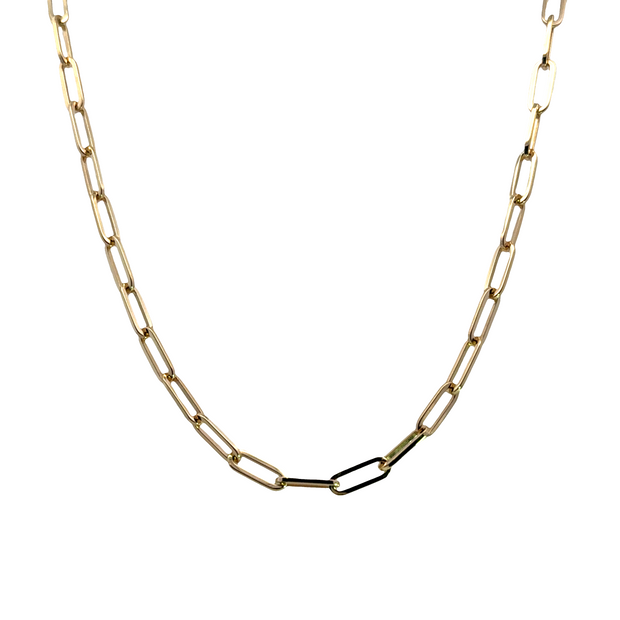 14K Yellow Gold Paperclip Necklace