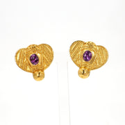 Stunning Purple Sapphire & Gold Honey Bee Earrings