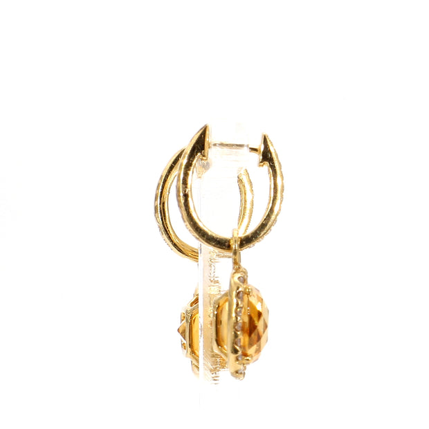 Honey Citrine & Diamond Drop Earrings