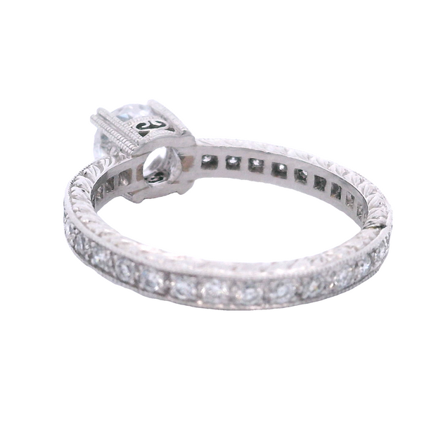Vintage-Inspired Hand Engraved Solitaire with Eternity Band