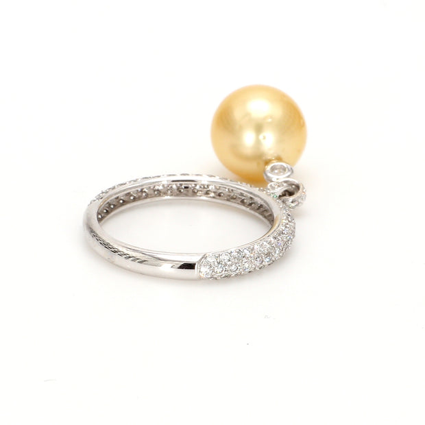 South Sea Pearl & Pave Diamond Fashion Ring
